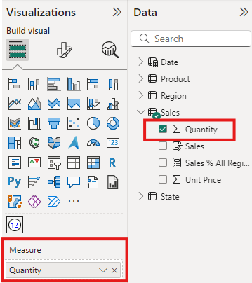 Screenshot of the circle card measure filed, in the Power BI service visualization pane.