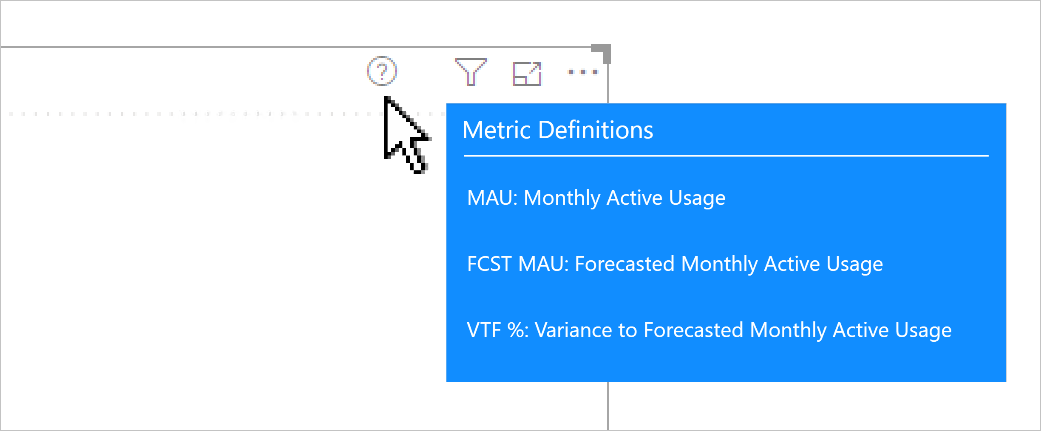 Screenshot shows a report user has hovered their cursor over the visual header icon (question mark icon). A richly formatted tooltip has appeared.