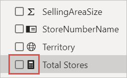 Screenshot of the calculator icon next to a predefined measure.