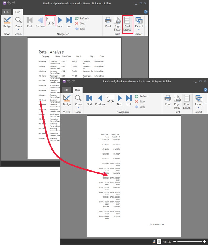 Screenshot of the Report Print Layout.