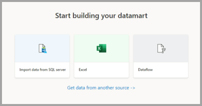 Screenshot of connecting to data for a datamart.