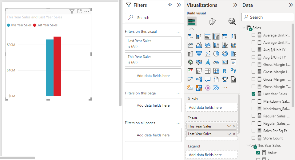 Screenshot that shows a column chart.