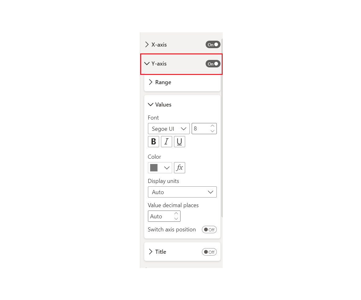 Screenshot of the Y-axis options.