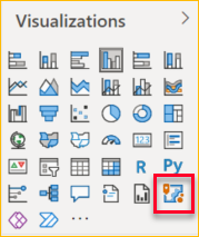 Screenshot shows the ArcGIS maps icon in Visualizations pane.