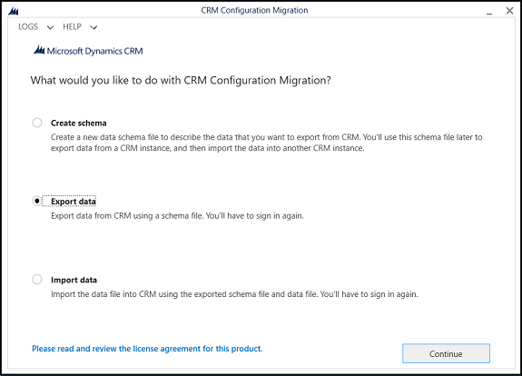 Export configuration data.