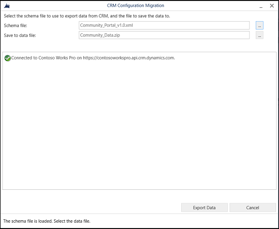 Specify schema and target files.