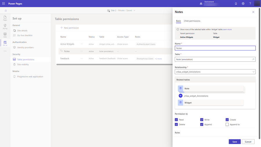 Configure child permissions.