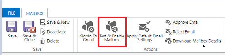 Screenshot of the Test & Enable Mailbox command.