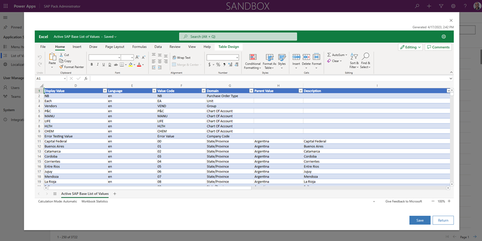 Export list values to Excel.