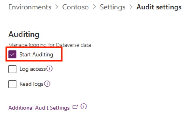 Screenshot of how to enable auditing.