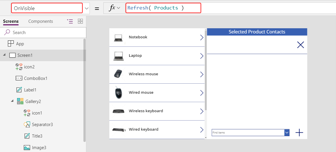 Set OnVisible property to Refresh function.