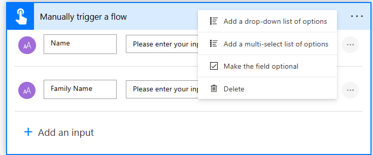 Maker can make the 2nd input parameter as optional/dropdown/multiselect in classic designer