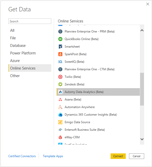 Get Data from Automy Data Analytics.