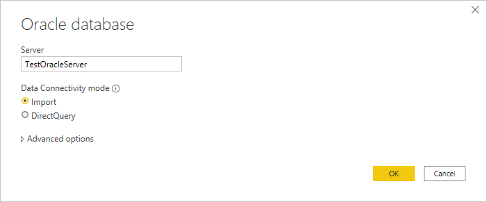 Enter Oracle database connection.