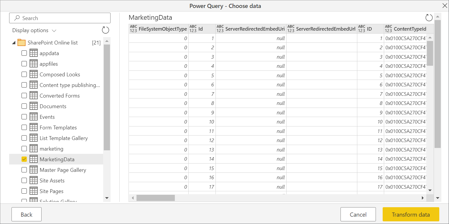 Navigator with data.