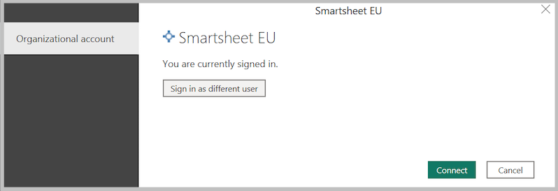 Screenshot of the authentication dialog indicating you signed in and are ready to connect.