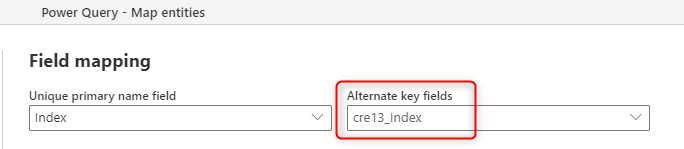 Setting the Alternate key fields.