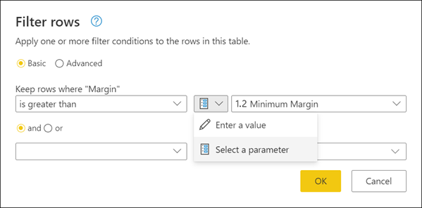 Select parameter for transformation argument.