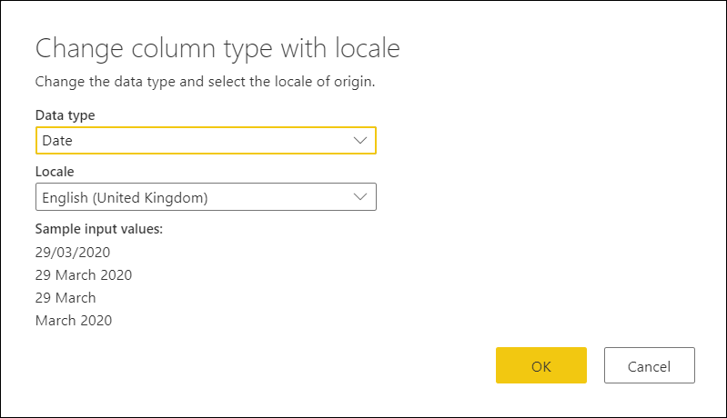 Change column type with locale.