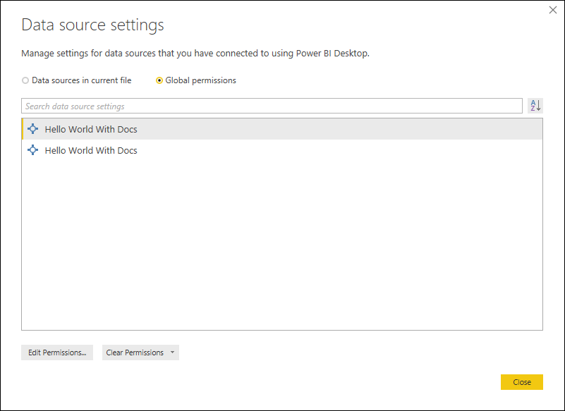 Screenshot of the data source settings with a label defined.