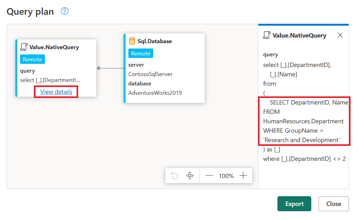 Screenshot of the query plan for the Filtered rows step.