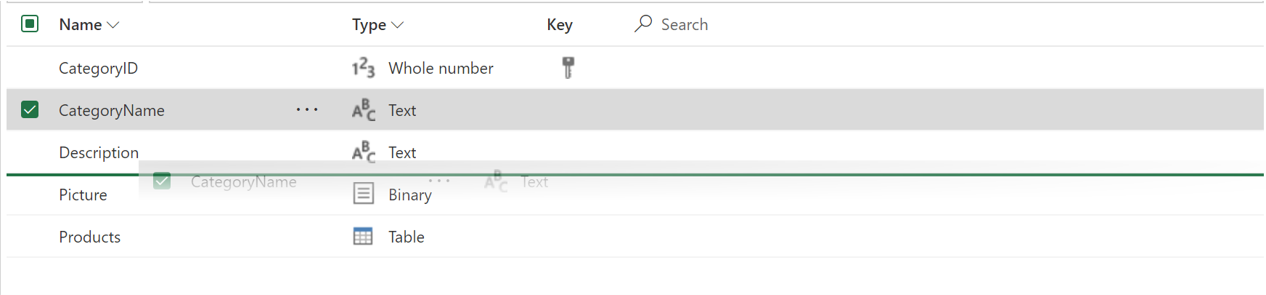 Columns in Schema view can be reordered by dragging them and dropping them in the desired position.