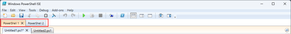 Screenshot of the Windows PowerShell tabs.