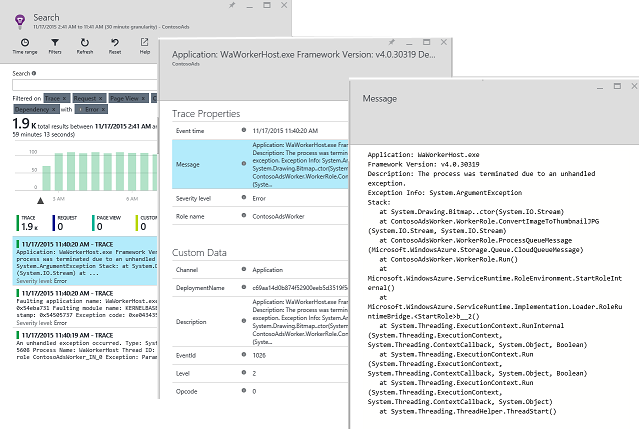 Azure Diagnostics search