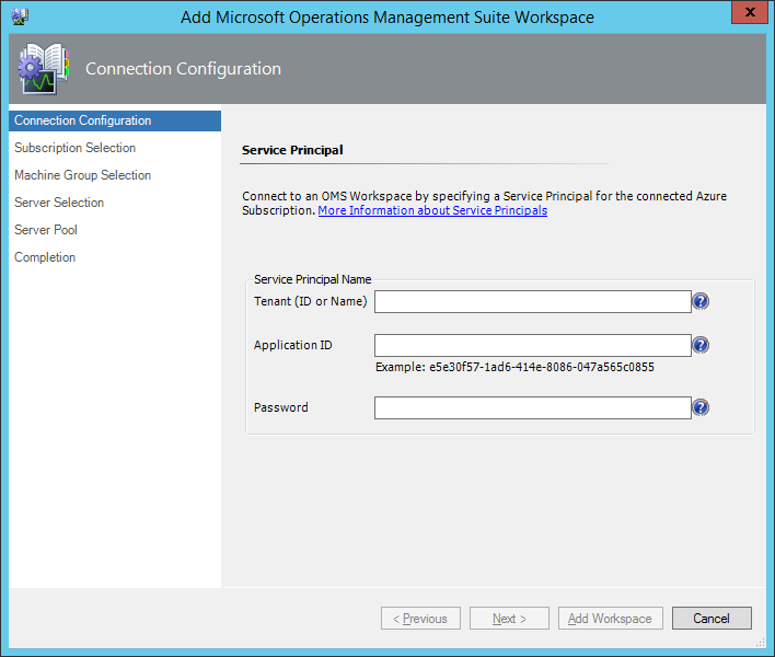 The Connection Configuration window