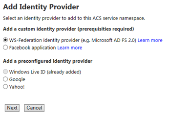 Add an identity provider