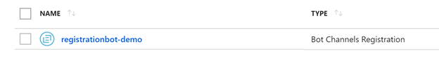 Bot Channel Registration bot listings in Azure
