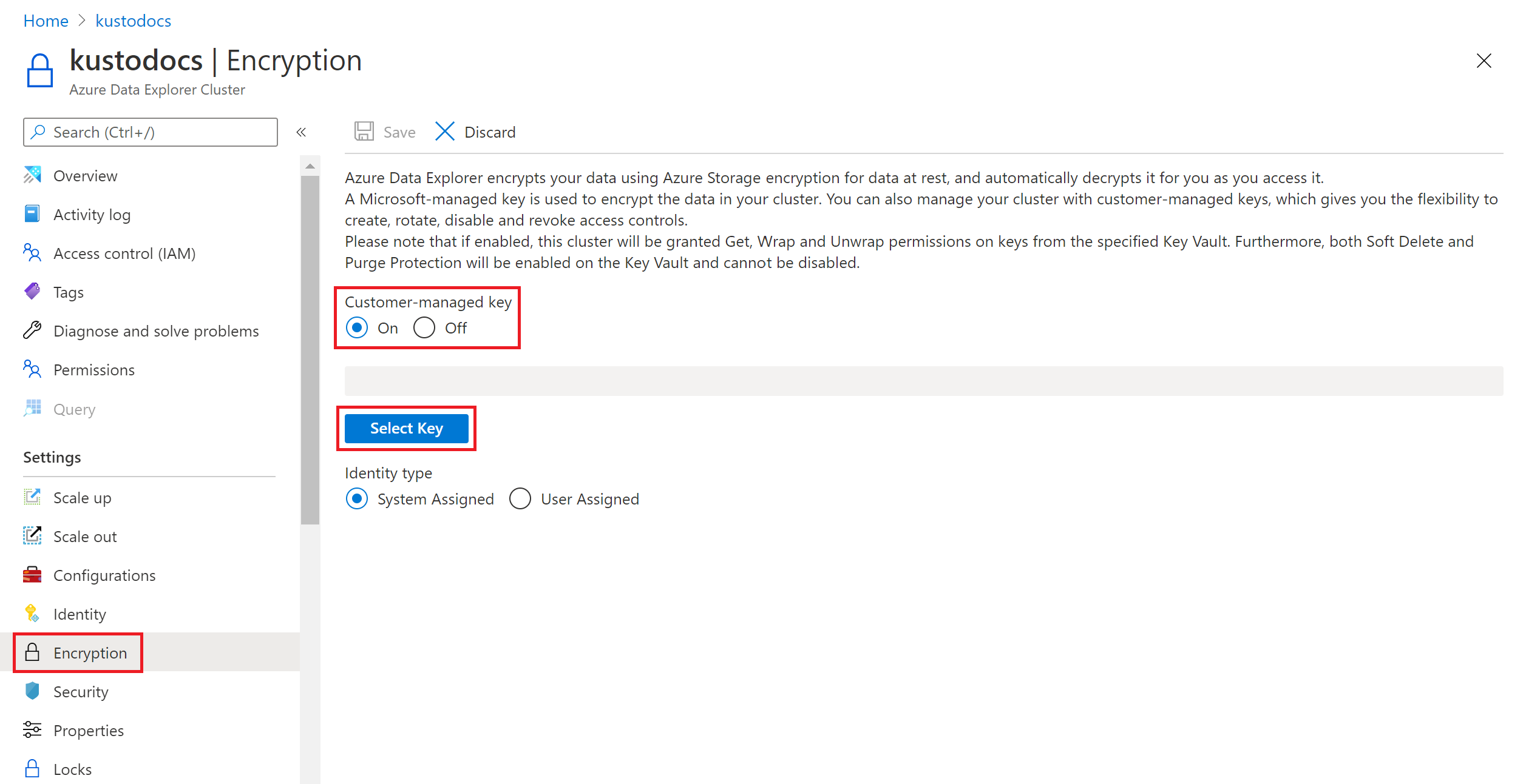 Configure customer-managed keys.