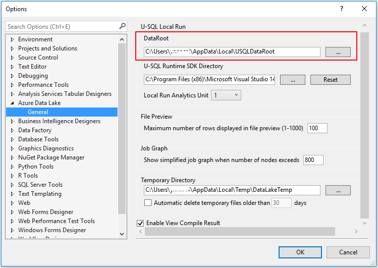 Configure a local data root folder