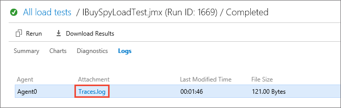 Load test Logs page results