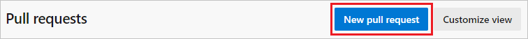 Screenshot of the New pull request button.