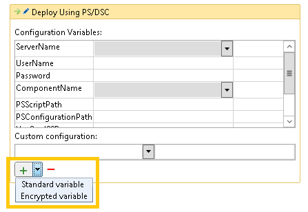 Add a configuration variable within an action 