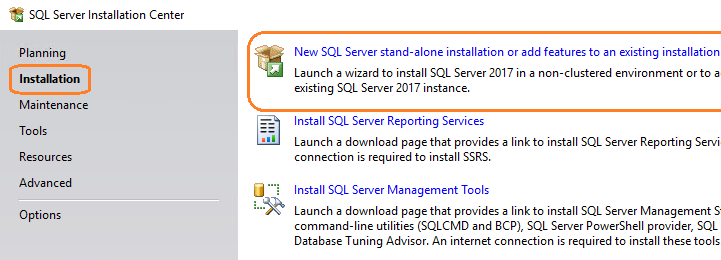 New installation of SQL Server