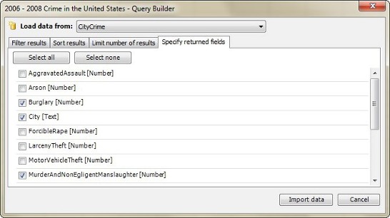 Figure 6.6 - Specify fields to return