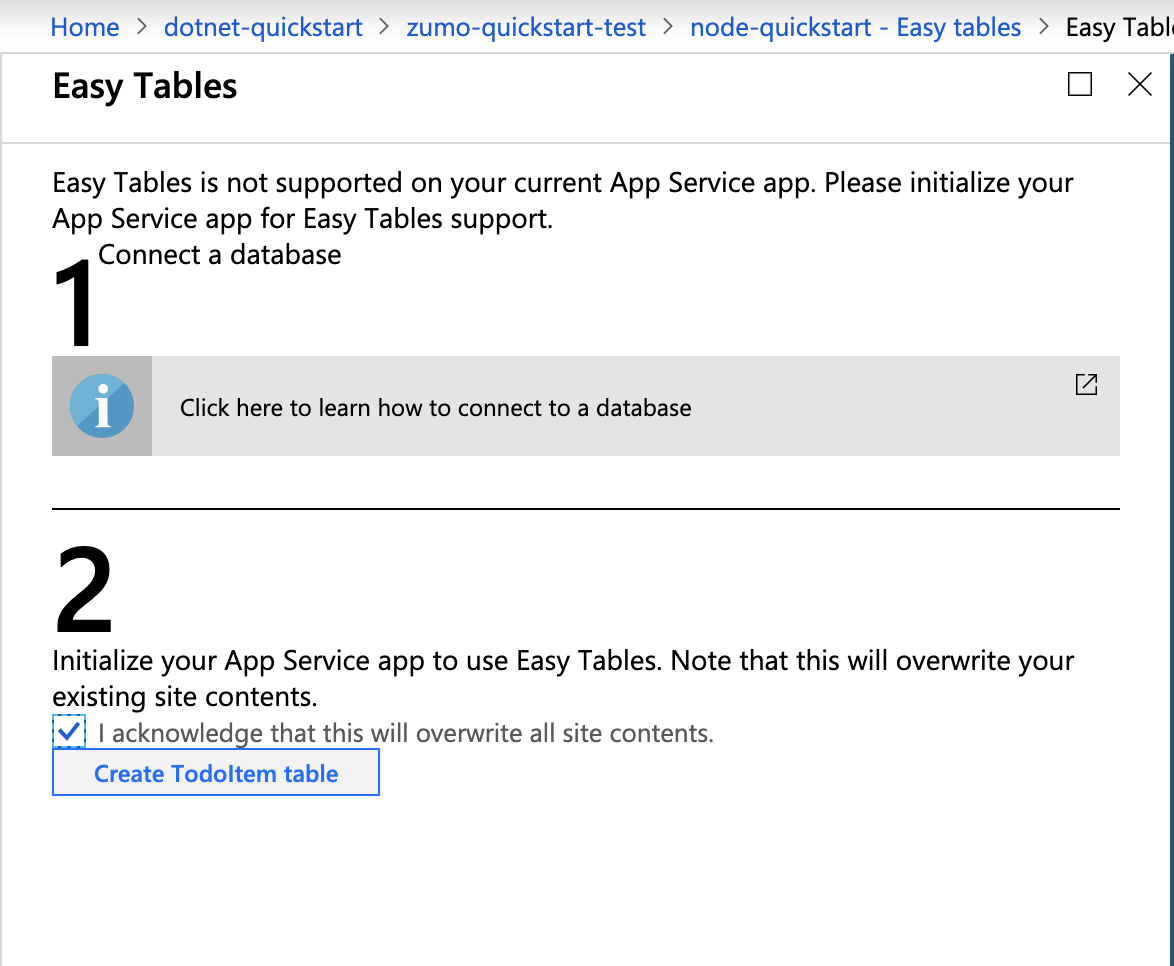 Node Easy Tables Configuration