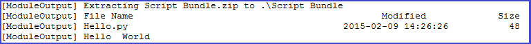 Module output showing user-defined function