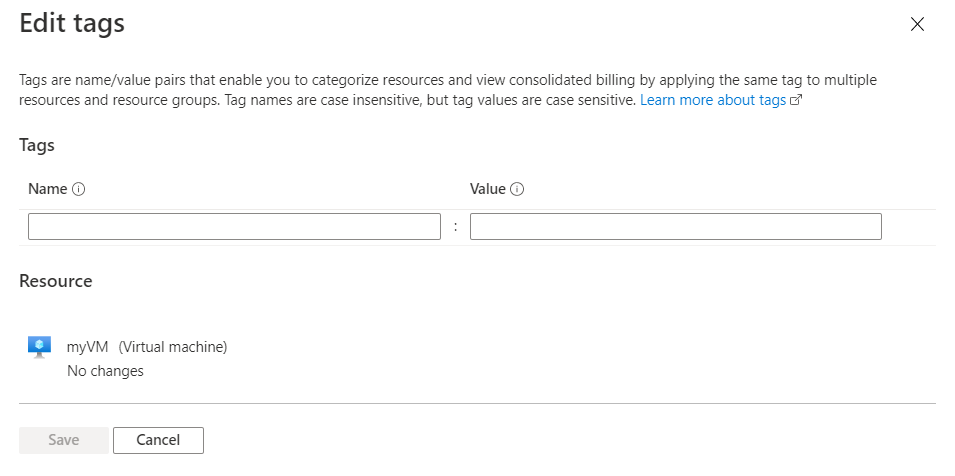 Screenshot of the page for adding a key value pair as a tag.