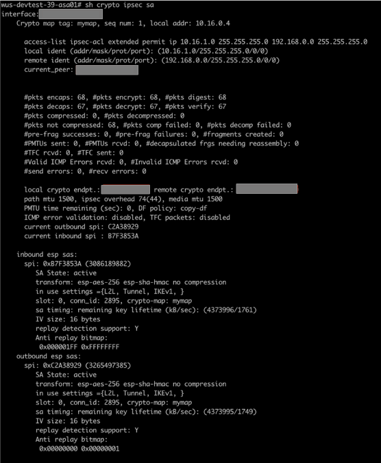 Phase 2 output for Cisco ASA firewall