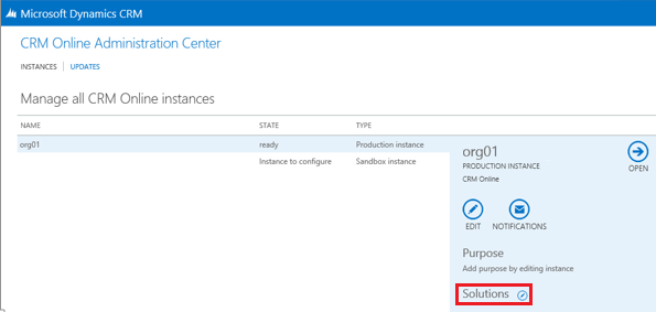 Pick the instance for the Insights solution