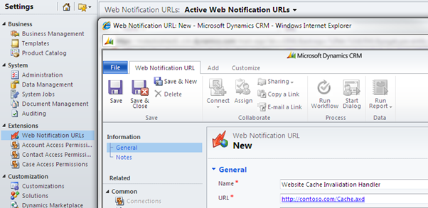 Web notification URL