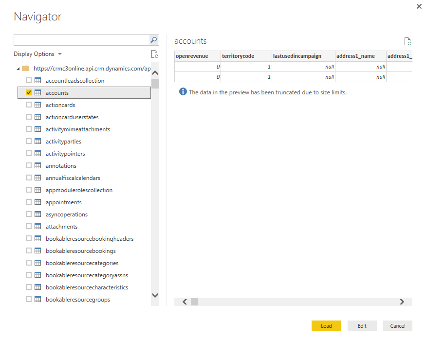 Select entity table