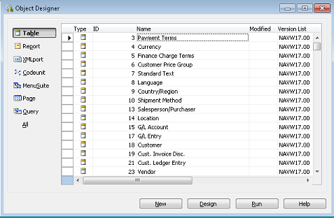 Microsoft Dynamics NAV Object Designer