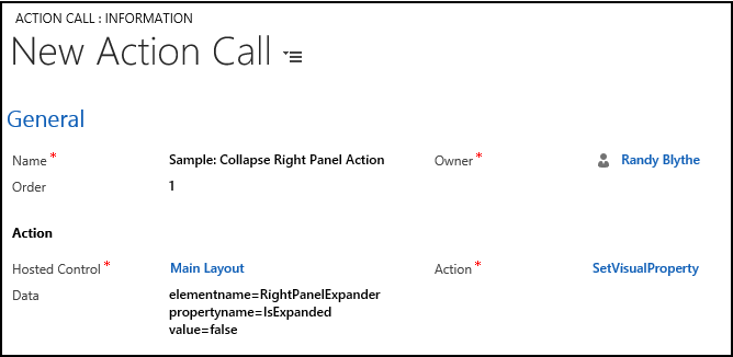 Create action call