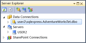 Server Explorer showing new database