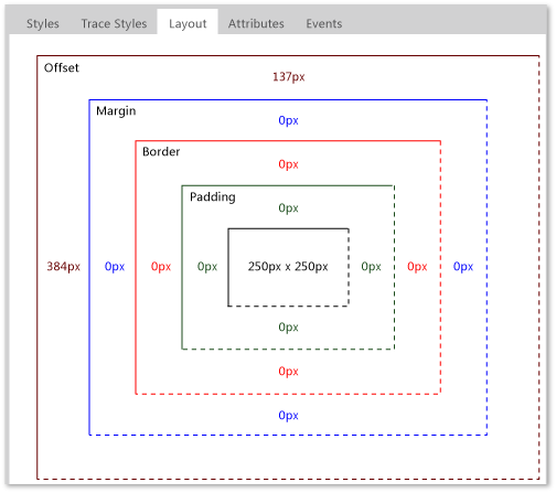 Layout tab of DOM Explorer