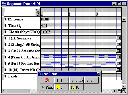 Channel output shown in Output Status toolbar 